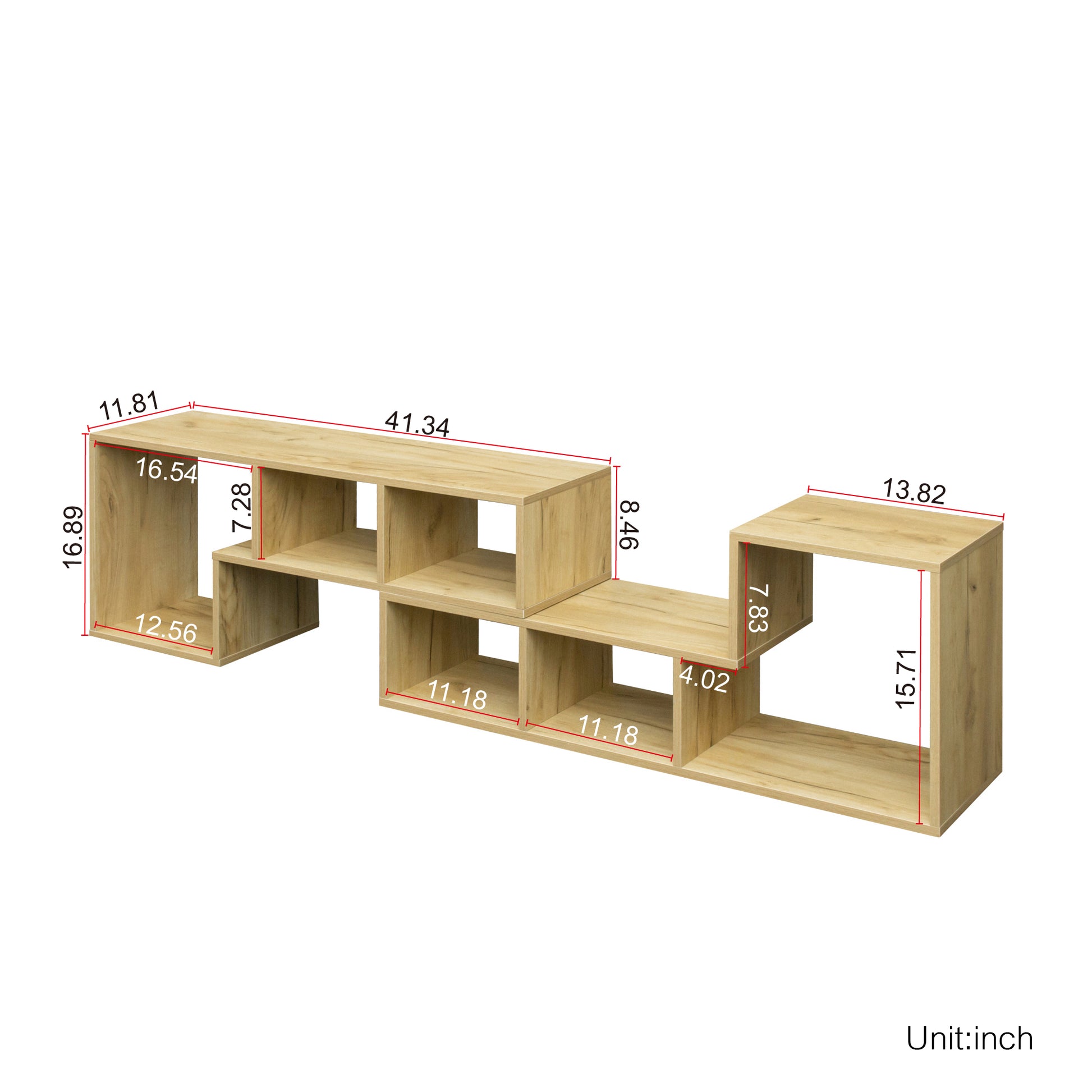 Double L Shaped Oak Tv Stand,Display Shelf ,Bookcase For Home Furniture,Oak Oak Particle Board