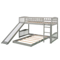 Twin Over Twin Bunk Bed With Slide And Ladder, Gray Old Sku :Lp000514Aae Gray Solid Wood