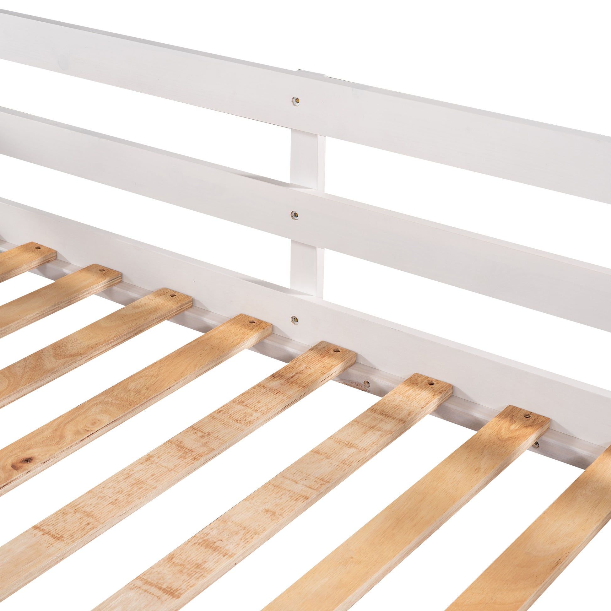 Full And Twin Size L Shaped Bunk Bed With Slide And Short Ladder,White Twin White Pine