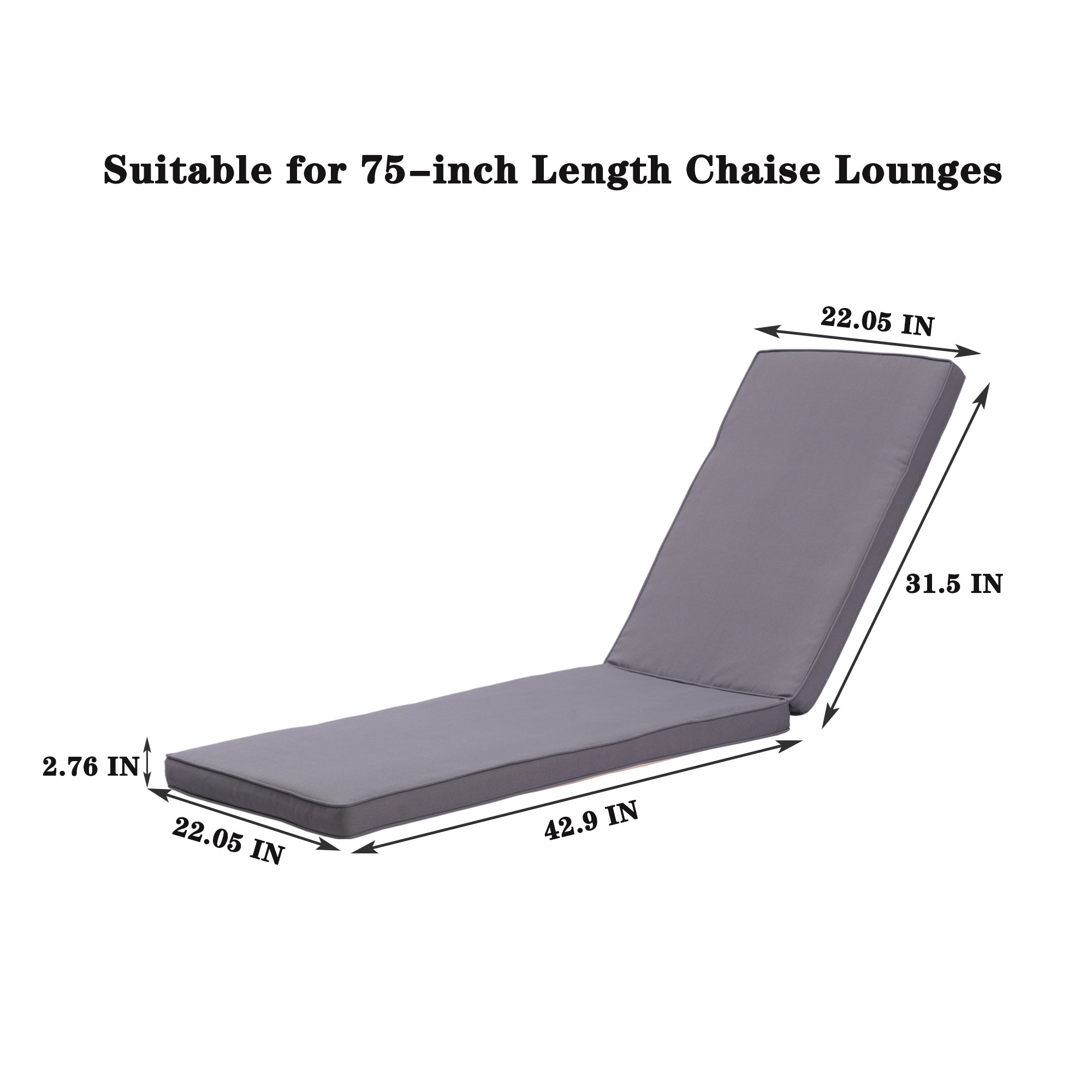 Outdoor Chaise Lounge Chair With Cushion, Five gray-aluminium
