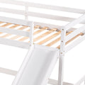 Full And Twin Size L Shaped Bunk Bed With Slide And Short Ladder,White Twin White Pine