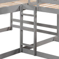 Full And Twin Size L Shaped Bunk Bed With Slide And Short Ladder,Gray Twin Gray Pine