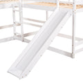 Full And Twin Size L Shaped Bunk Bed With Slide And Short Ladder,White Twin White Pine