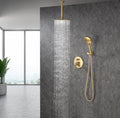 Black Shower System, Ceiling Rainfall Shower Faucet golden-brass