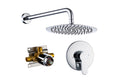 Shower Faucet Set, Wall Mount Round hower System Mixer chrome-brass