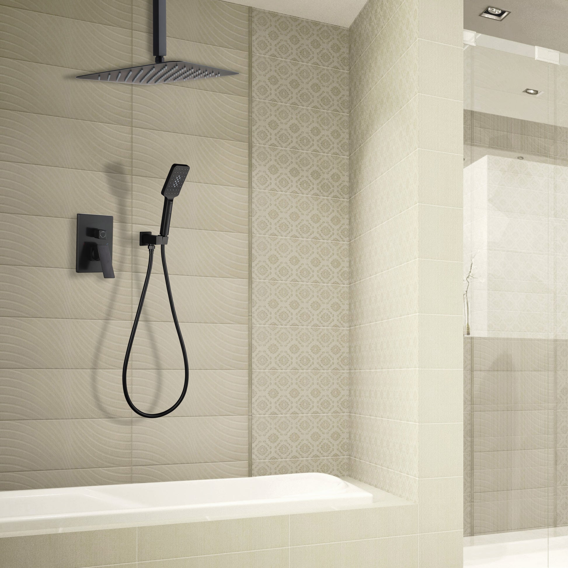 Shower Faucet Set System Ceiling Shower Faucets Sets black-brass