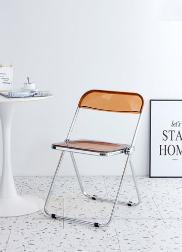 Tea Yellow Clear Transparent Folding Chair Chair Pc Plastic Living Room Seat Zdy Huang 4 Yellow Steel