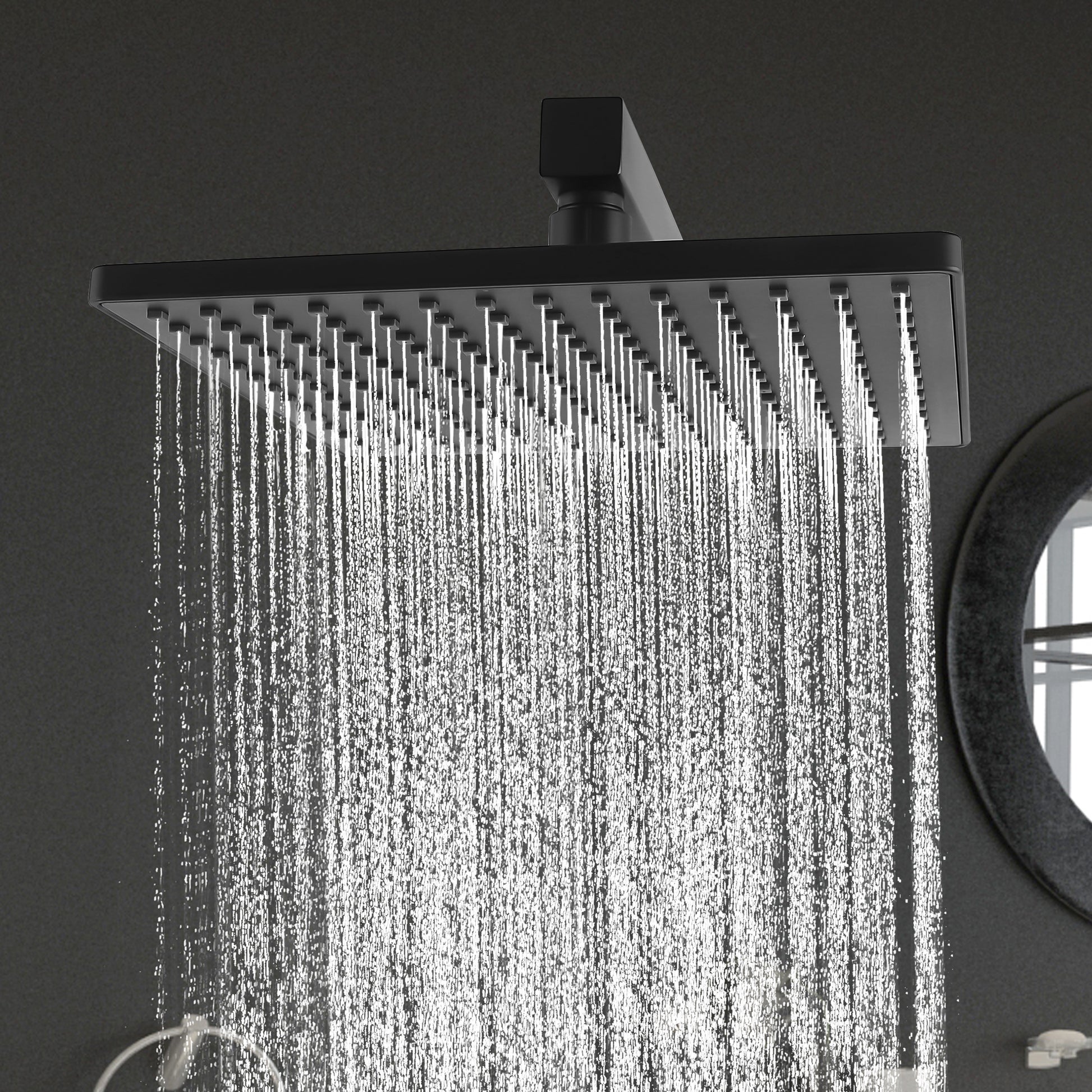 10 Inch Rain Shower Head System Shower Combo Set black-brass