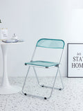 Light Blue Clear Transparent Folding Chair Chair Pc Plastic Living Room Seat Zdy Qianlan 4 Light Blue Steel