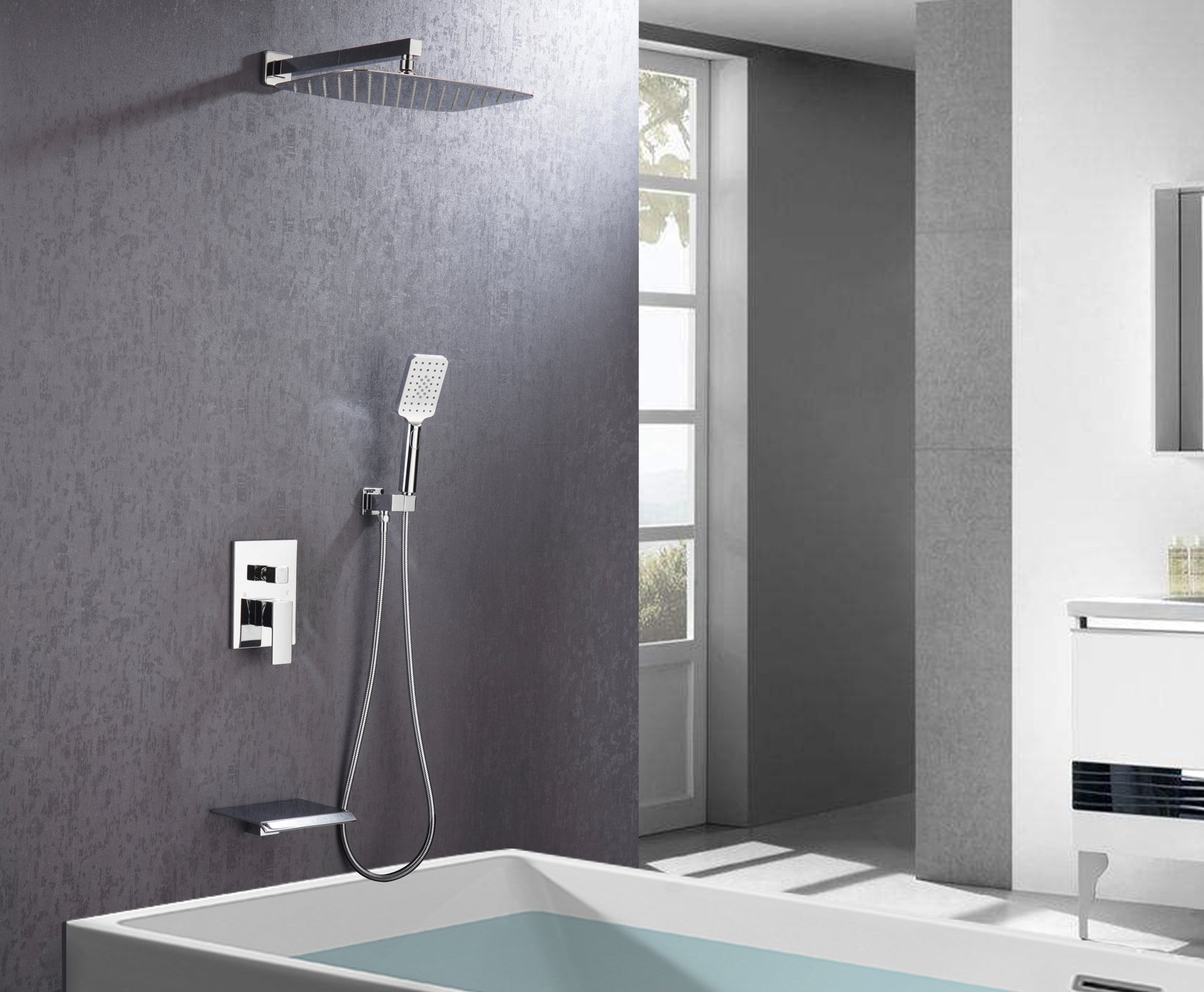 Shower Faucet Set 3 Function Bathroom Shower Fixtures black-brass