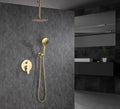 Black Shower System, Ceiling Rainfall Shower Faucet golden-brass