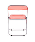 Red Ruby Clear Transparent Folding Chair Chair Pc Plastic Living Room Seat Zdy Hong 4 Red Steel