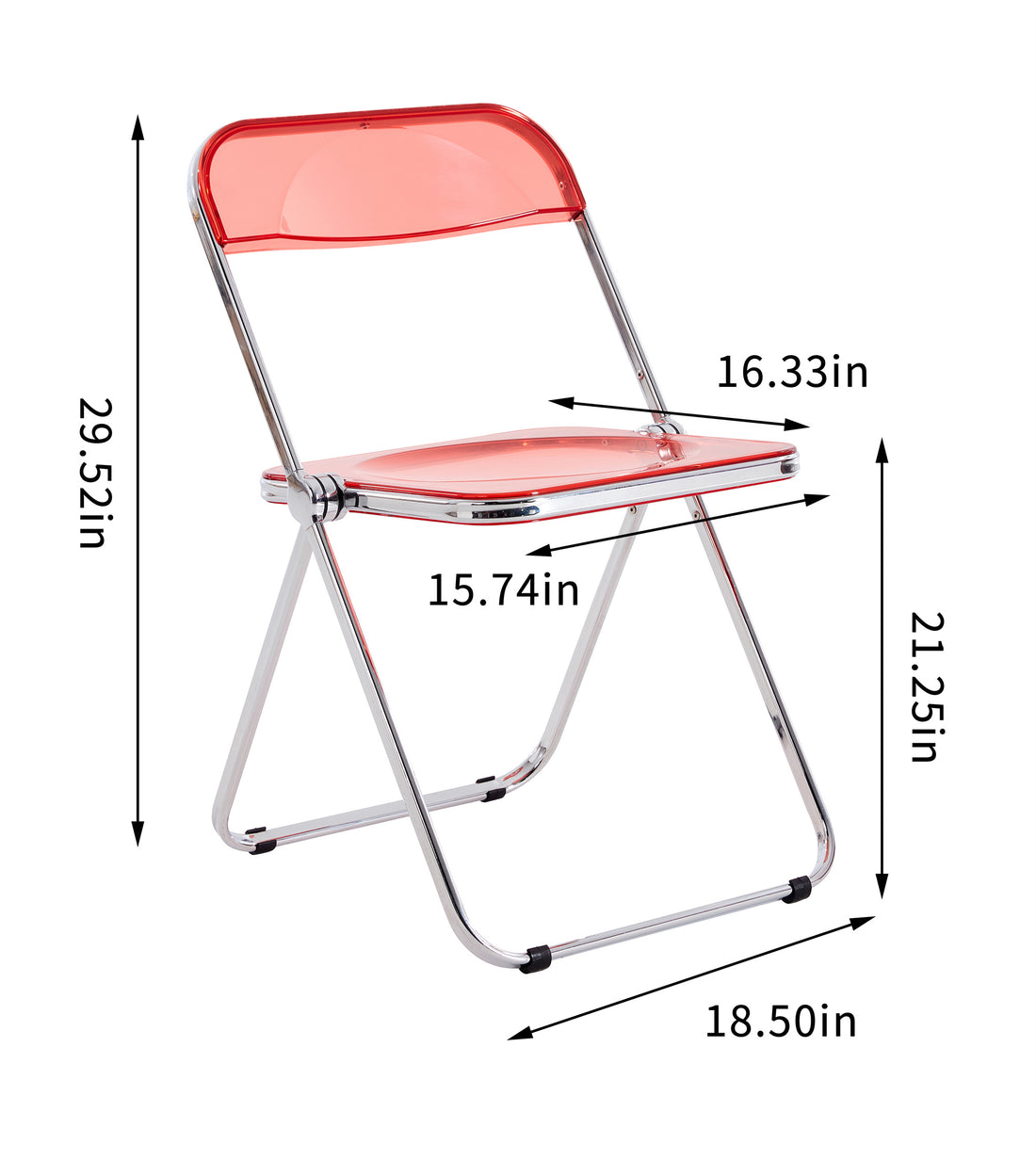 Red Ruby Clear Transparent Folding Chair Chair Pc Plastic Living Room Seat Zdy Hong 4 Red Steel