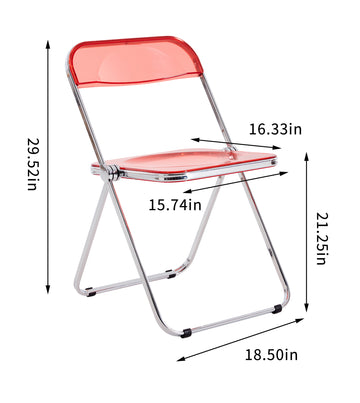 Red Ruby Clear Transparent Folding Chair Chair Pc Plastic Living Room Seat Zdy Hong 4 Red Steel
