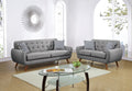 Grey Polyfiber Sofa And Loveseat 2Pc Sofa Set Living Room Furniture Plywood Tufted Couch Pillows Grey Primary Living Space Tufted Back Mid Century Modern,Modern Pine Flared Arms Plywood 4 Seat