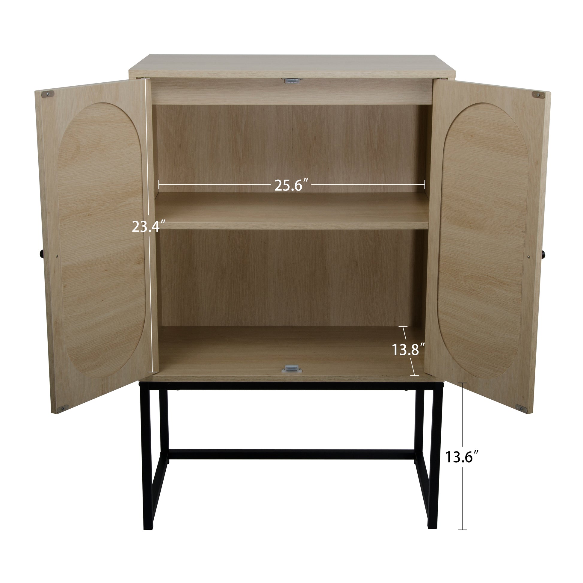 Allen 2 Door High Cabinet, Rattan, Built In Adjustable Shelf, Easy Assembly, Free Standing Cabinet For Living Room Bedroom Natural Mdf