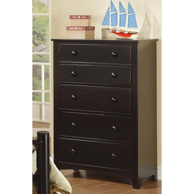 Contemporary Black Finish 1Pc Chest Of Drawers Plywood Pine Veneer Bedroom Furniture 5 Drawers Tall Chest Black Bedroom Modern,Transitional Pine Plywood