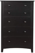 Contemporary Black Finish 1Pc Chest Of Drawers Plywood Pine Veneer Bedroom Furniture 5 Drawers Tall Chest Black Bedroom Modern,Transitional Pine Plywood