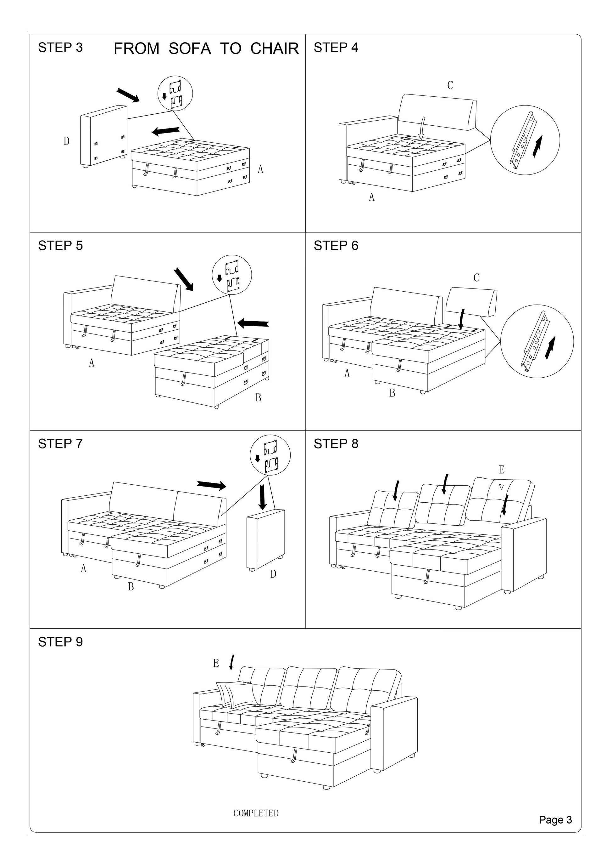 Espresso Convertible Sectional Pull Out Bed Sofa Chaise Reversible Storage Chaise Polyfiber Tufted Couch Lounge Espresso Wood Primary Living Space Tufted Back Contemporary,Modern L Shaped Pine Square Arms Plywood 4 Seat