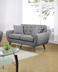 Grey Polyfiber Sofa And Loveseat 2Pc Sofa Set Living Room Furniture Plywood Tufted Couch Pillows Grey Primary Living Space Tufted Back Mid Century Modern,Modern Pine Flared Arms Plywood 4 Seat