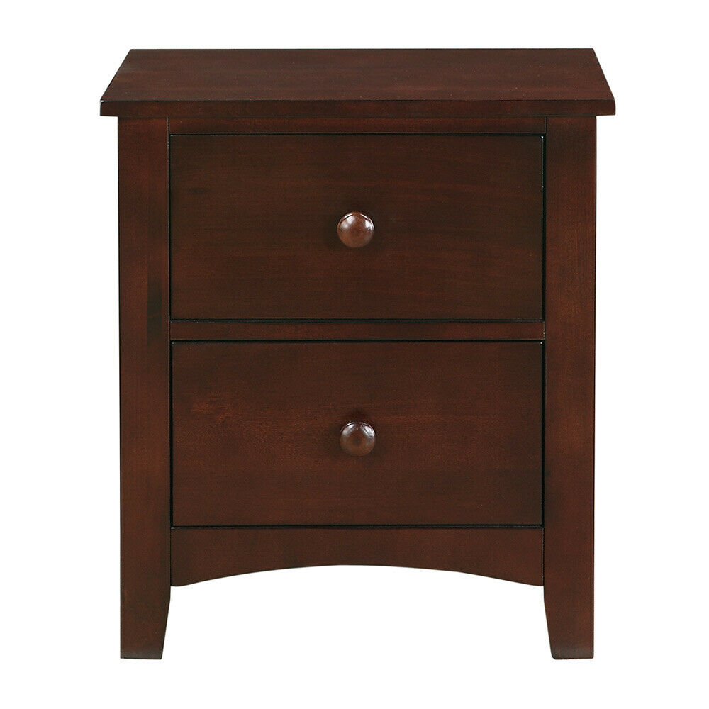 Dark Oak Finish Nightstand 2 Drawers Pine Veneer Mdf Wooden 1Pc Modern Nightstand Brown Mix Brown 2 Drawers Bedroom Bedside Cabinet Modern,Transitional Rubberwood Storage Cherry Plywood