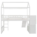 Twin Loft Bed With Two Drawers And Slide, House Bed With Slide, White Old Sku: Lp000130Aak Twin White Solid Wood