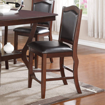 Dark Brown Wood Finish Set Of 2 Counter Height Chairs Faux Leather Upholstery Seat Back Kitchen Dining Room Chair Dark Brown Brown Dining Room Contemporary,Traditional Dining Chairs Rubberwood Solid Back Solid Wood