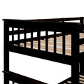 Twin Over Full Bunk Bed With Twin Size Trundle, Storage And Guard Rail For Bedroom, Dorm, For Adults, Espresso Old Sku :Lt000119Aap Twin Espresso Solid Wood