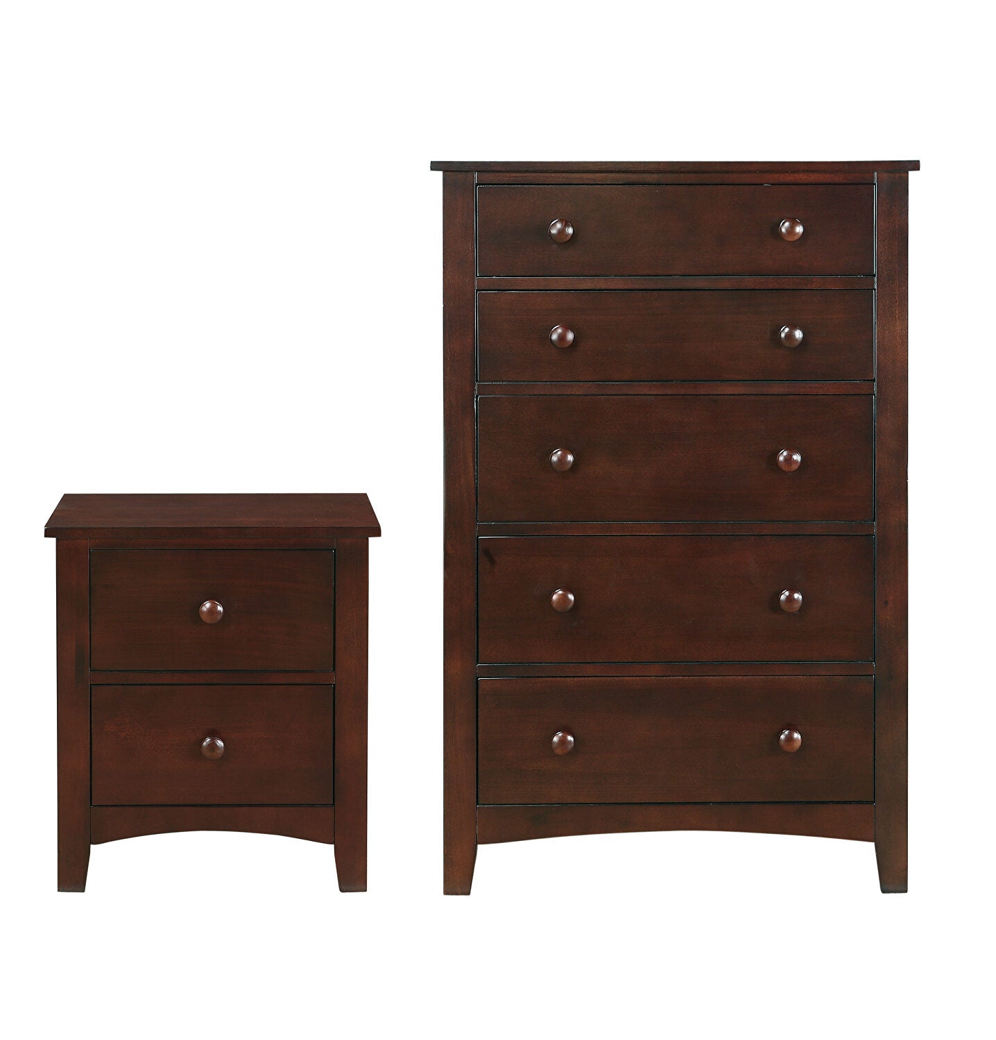 Dark Oak Finish Nightstand 2 Drawers Pine Veneer Mdf Wooden 1Pc Modern Nightstand Brown Mix Brown 2 Drawers Bedroom Bedside Cabinet Modern,Transitional Rubberwood Storage Cherry Plywood