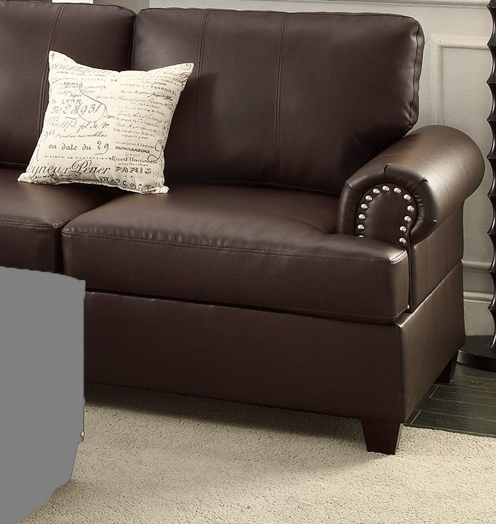 Espresso Sectional 2pc Sofa Set Living Room Furniture espresso-faux leather-wood-primary living