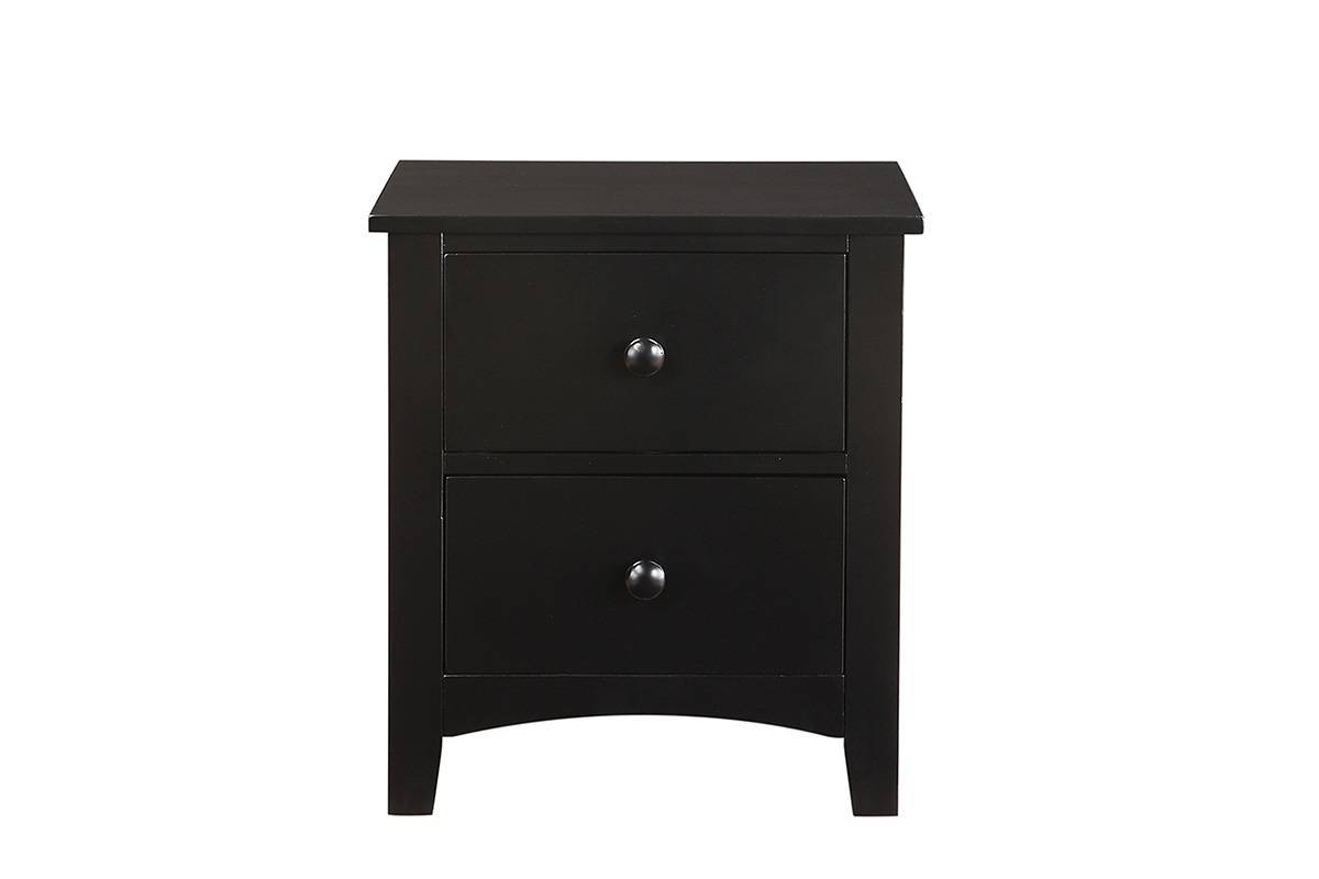 Black Finish Nightstand 2 Drawers Pine Veneer Mdf Wooden 1Pc Modern Nightstand Black 2 Drawers Bedroom Bedside Cabinet Modern,Transitional Rubberwood Storage Black Plywood