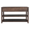 Retro Design Console Table With Two Open Shelves, Pine Solid Wood Frame And Legs For Living Room Espresso Espresso Solid Wood