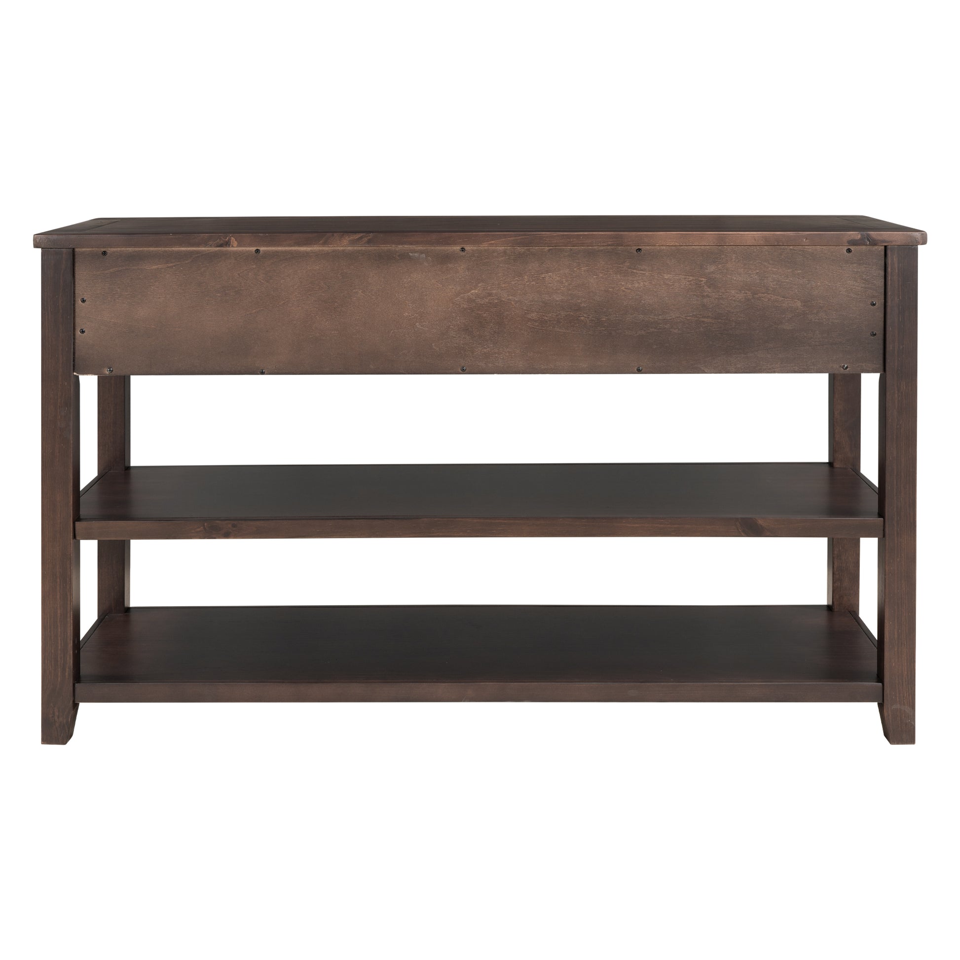 Retro Design Console Table With Two Open Shelves, Pine Solid Wood Frame And Legs For Living Room Espresso Espresso Solid Wood