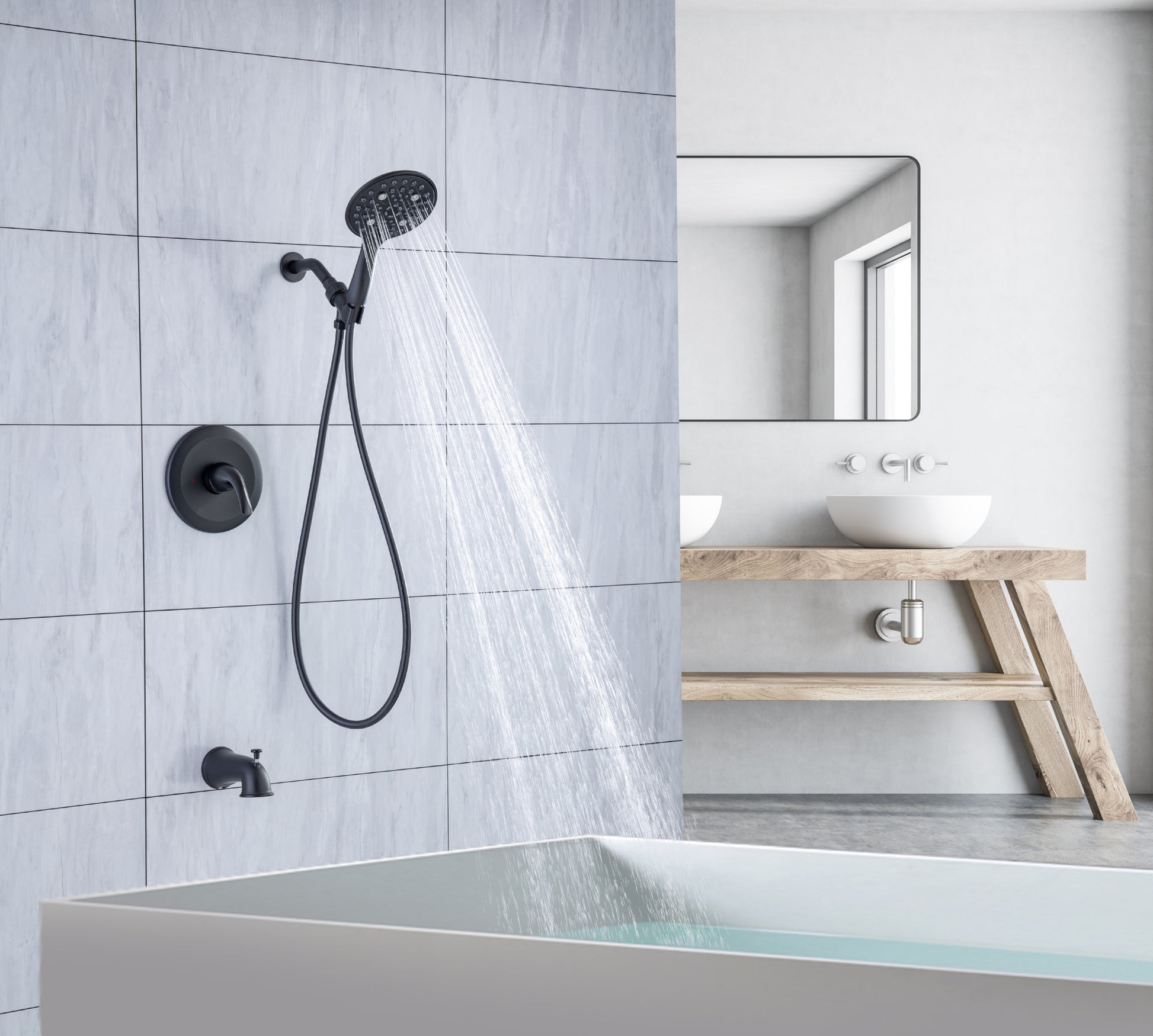 6 In. Detachable Handheld Shower Head Shower Faucet black-brass