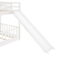 Twin Over Twin Bunk Bed With Slide And Ladder, White Old Sku:Lp000009Aak White Solid Wood