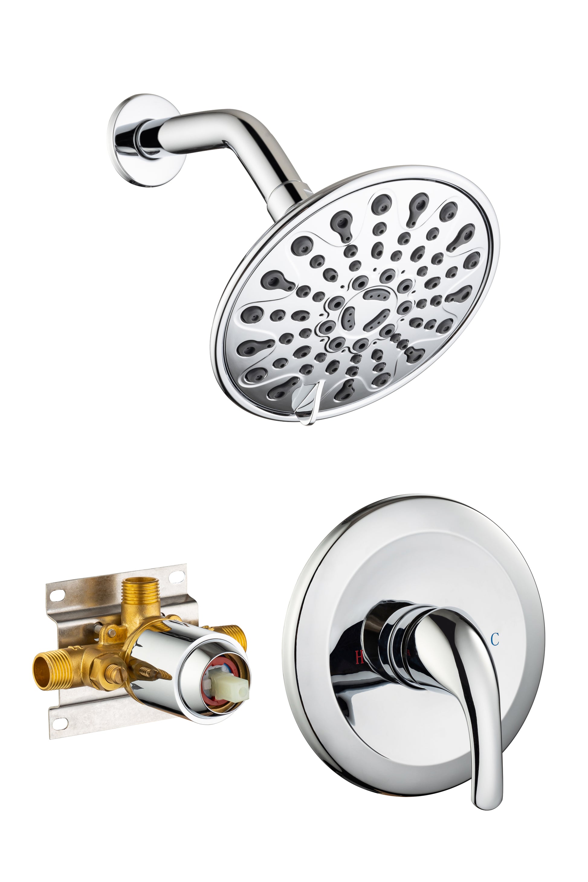 6 In. 6 Spray Balancing Shower Head Shower Faucet chrome-brass