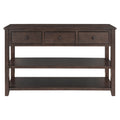 Retro Design Console Table With Two Open Shelves, Pine Solid Wood Frame And Legs For Living Room Espresso Espresso Solid Wood