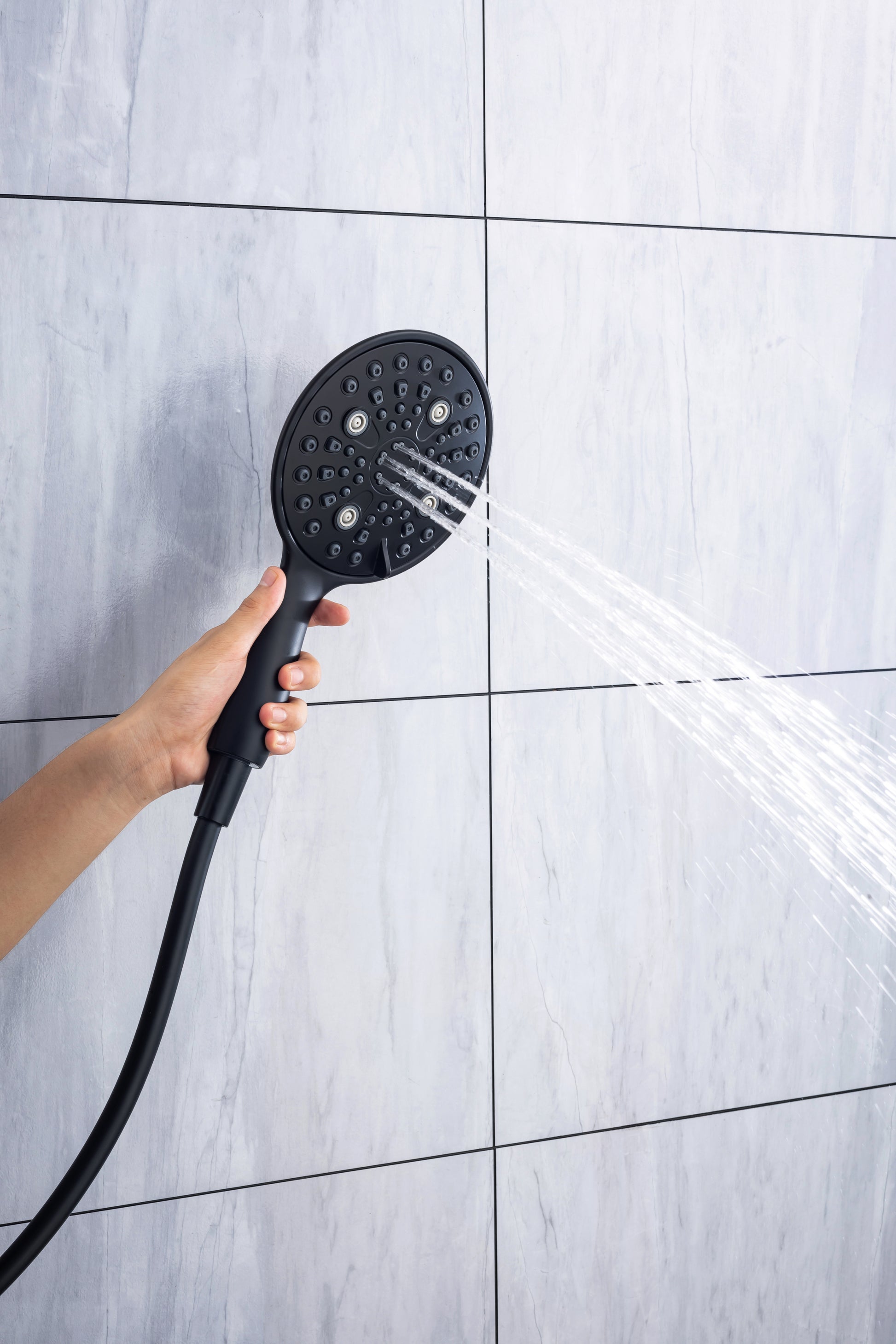 6 In. Detachable Handheld Shower Head Shower Faucet black-brass