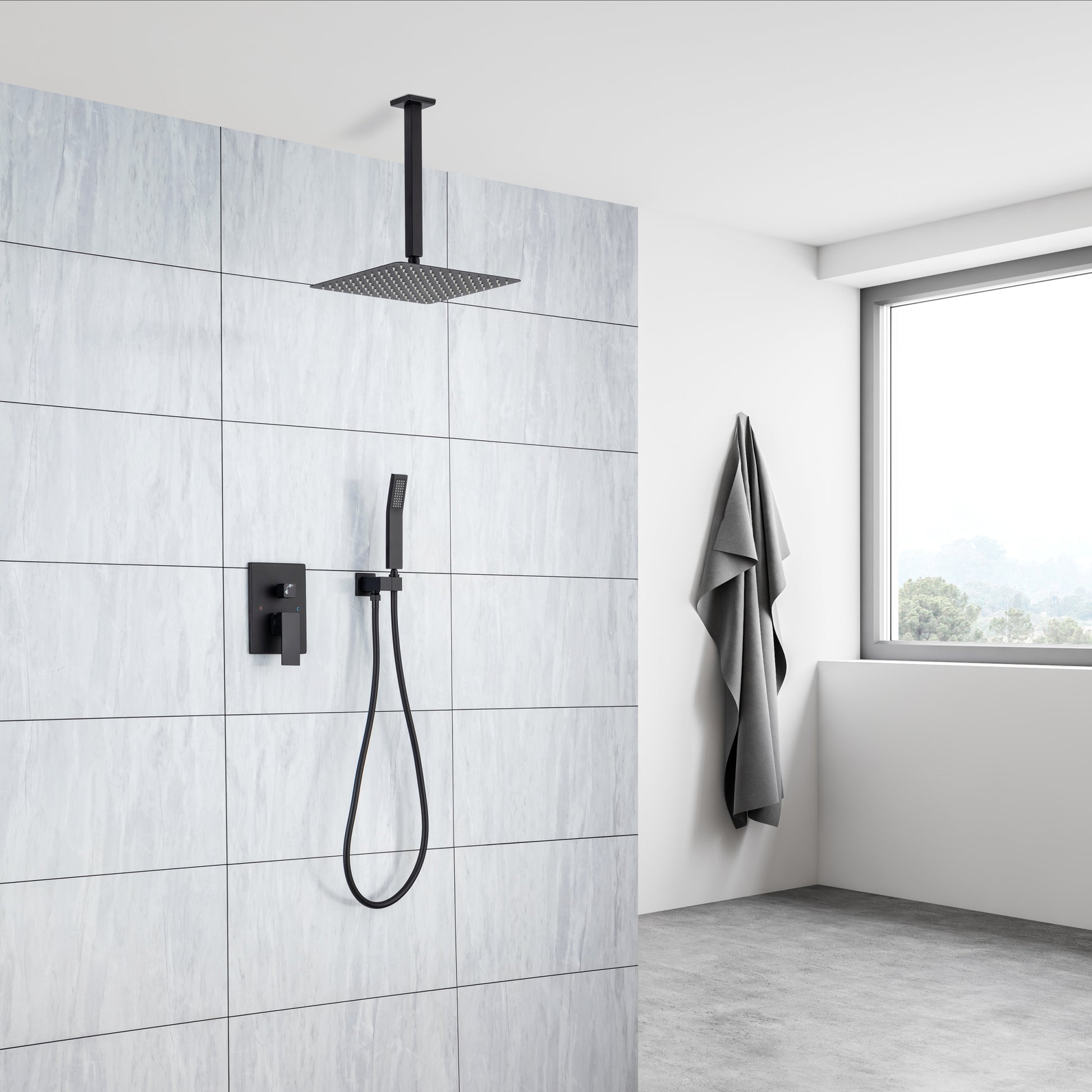 12 inch Ceiling Shower System Brushed Nickel Shower black-brass