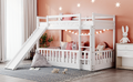 Twin Over Twin Bunk Bed With Slide And Ladder, White Old Sku:Lp000009Aak White Solid Wood