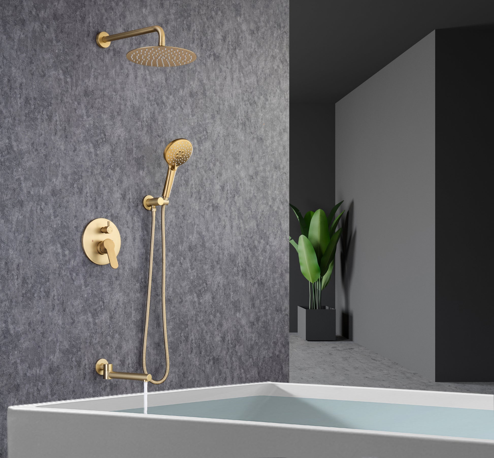 Tub Shower Faucets Sets Complete Bathtub Faucet Set golden-brass