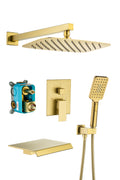 Shower Faucet Set 3 Function Bathroom Shower Fixtures golden-brass