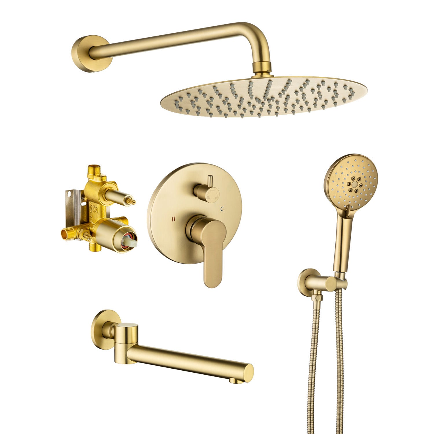 Tub Shower Faucets Sets Complete Bathtub Faucet Set golden-brass