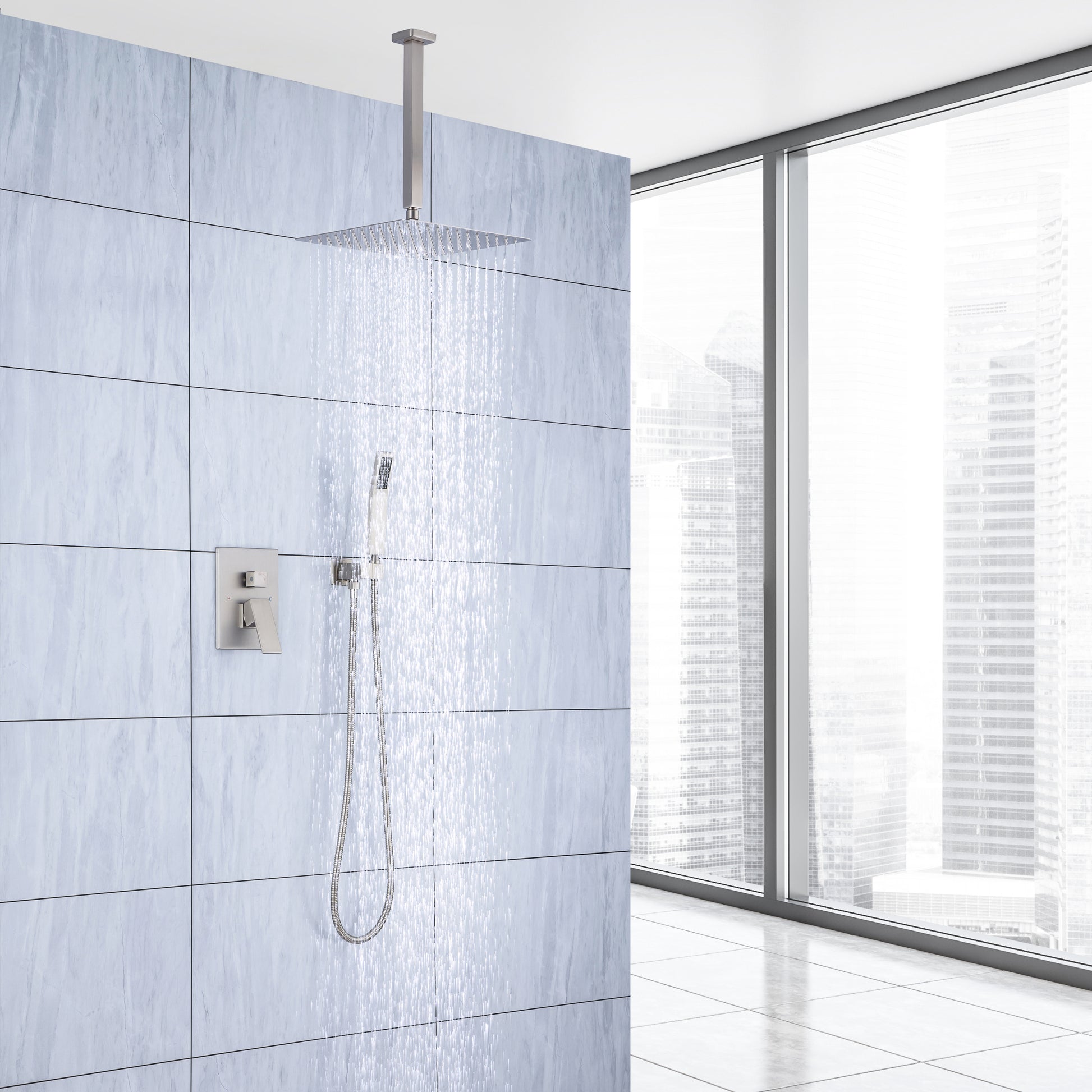 12 inch Ceiling Shower System Brushed Nickel Shower brushed nickel-brass