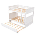 Full Over Full Bunk Bed With Twin Size Trundle, Pine Wood Bunk Bed With Guardrails, White Old Sku:Lp000044Aak White Solid Wood