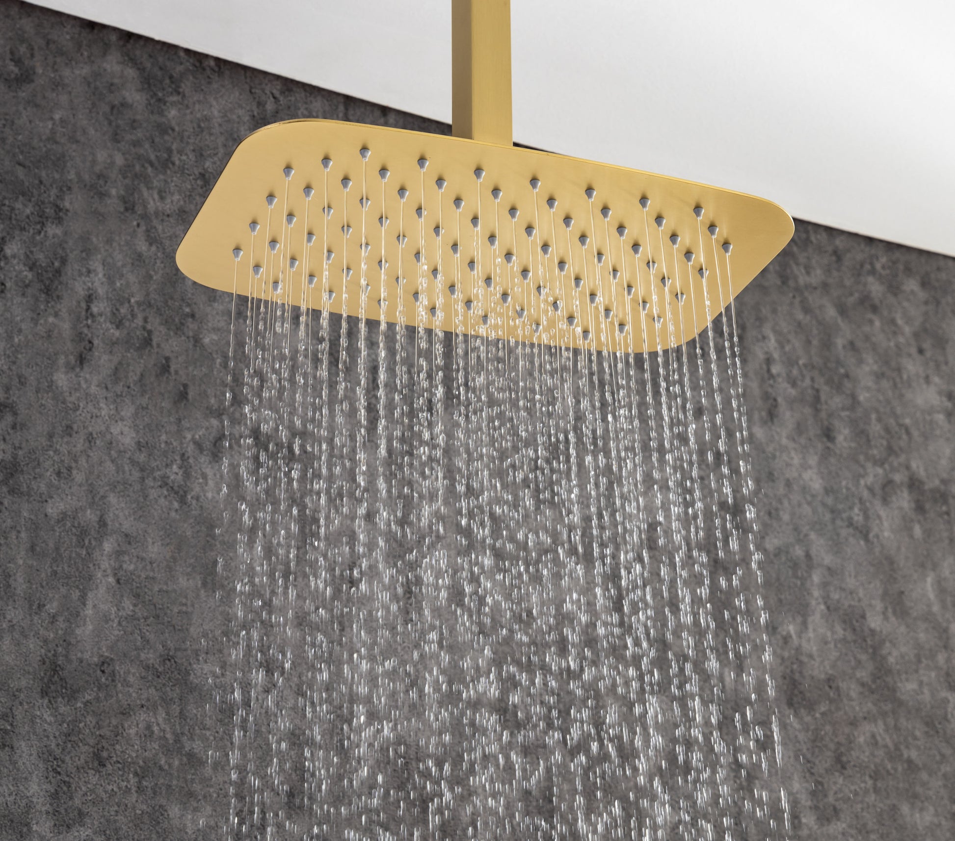 Ceiling Rainfall Shower Faucet Set 3 Function Bathroom golden-brass