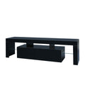 Modern Black Tv Stand, 20 Colors Led Tv Stand W Remote Control Lights Black 60 69 Inches Mdf