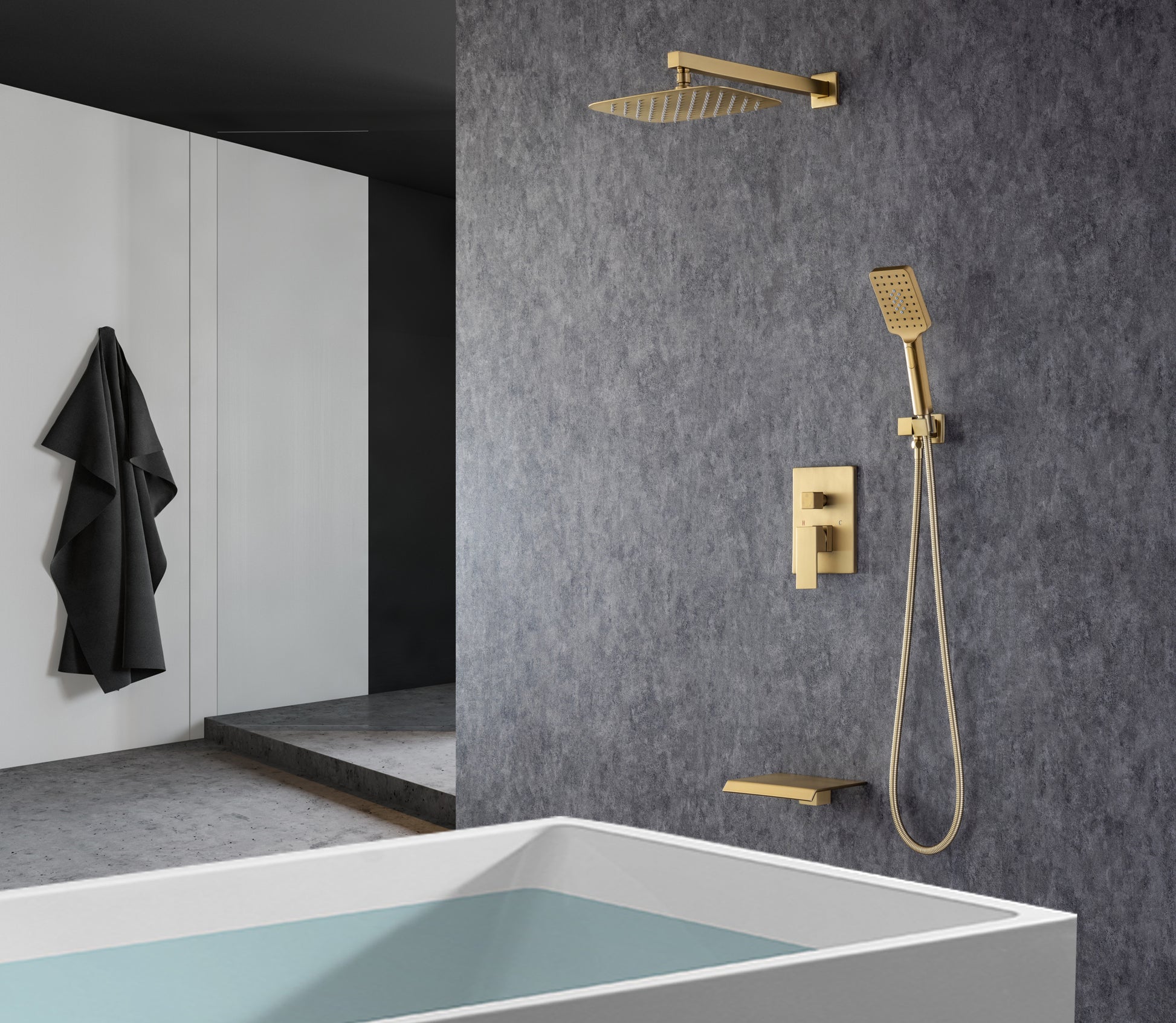 Shower Faucet Set 3 Function Bathroom Shower Fixtures golden-brass