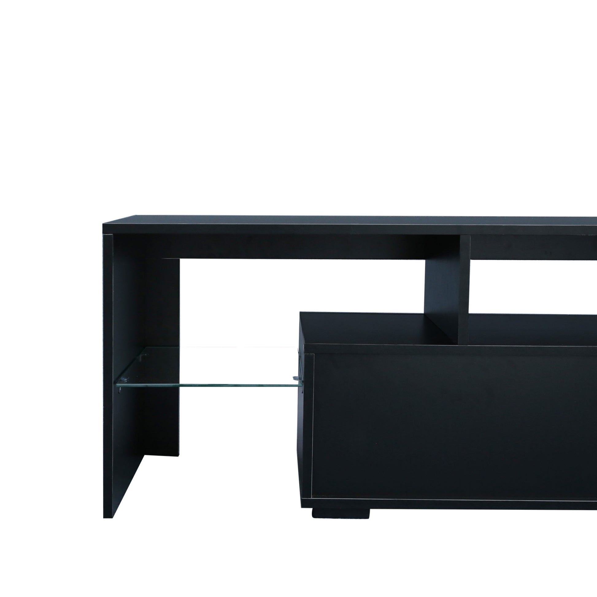 Modern Black Tv Stand, 20 Colors Led Tv Stand W Remote Control Lights Black 60 69 Inches Mdf