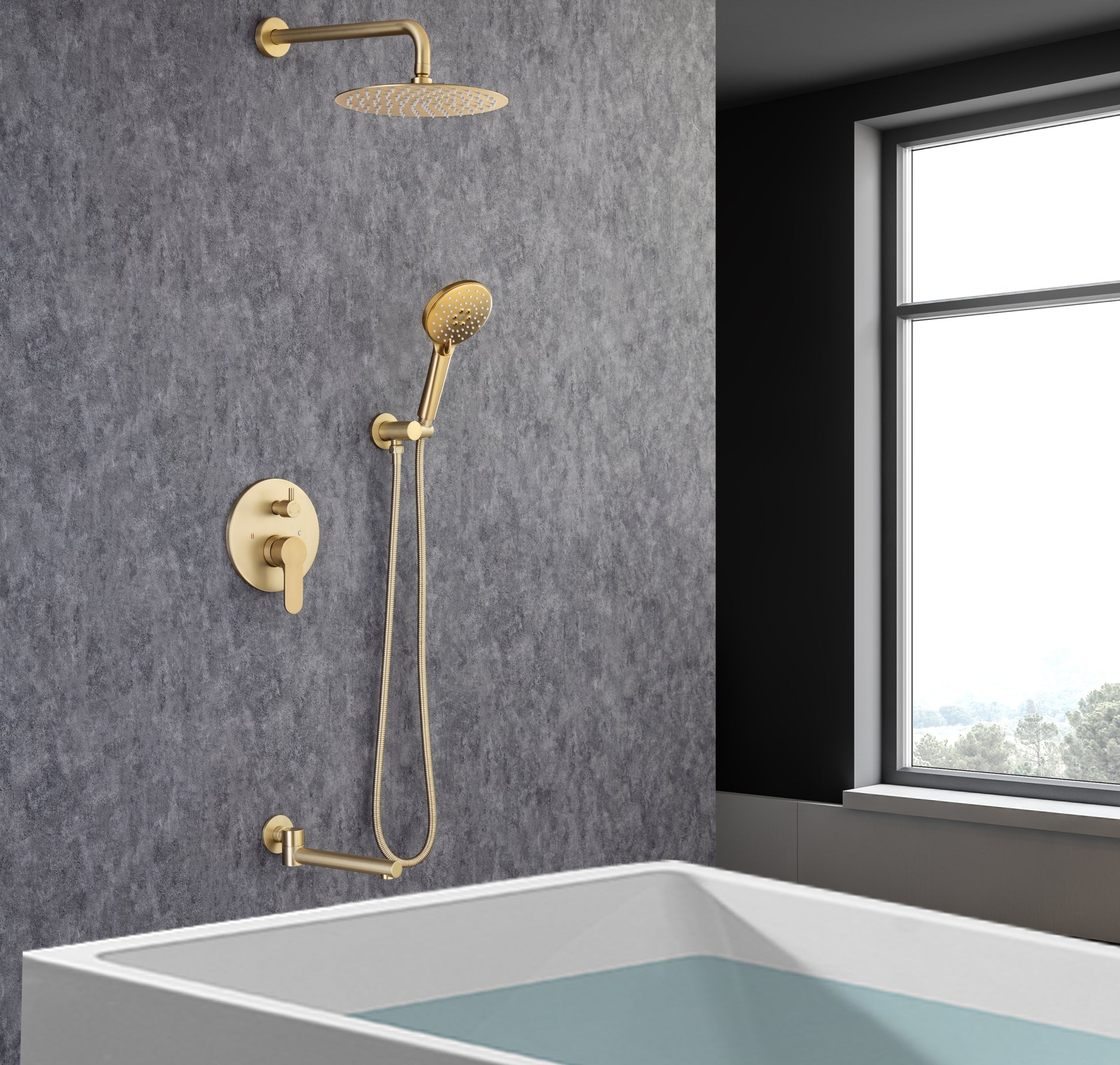 Tub Shower Faucets Sets Complete Bathtub Faucet Set golden-brass